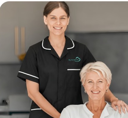 My Homecare carer with a client at home